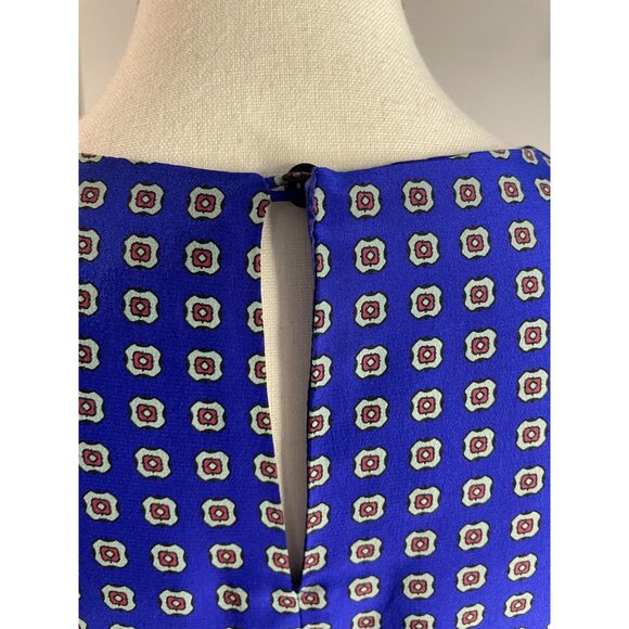 Vintage-Inspired Blue Silk Dress With Paisley &Geometric Print 3/4 Sleeves Sz XS - Picture 6 of 16